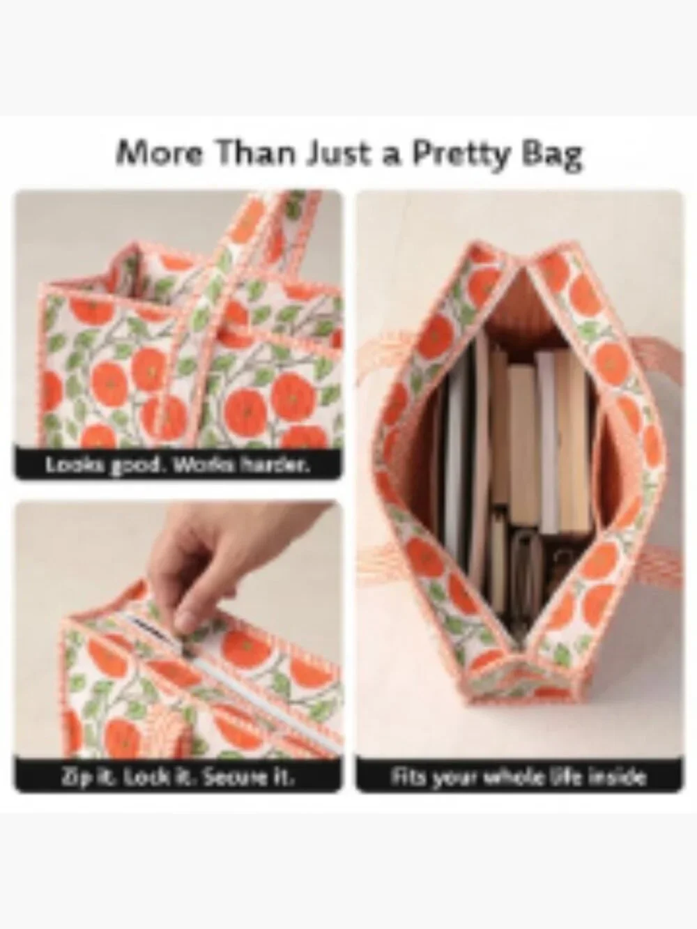 100% Cotton Quilted Tote Bag for Women, Large Travel Beach Work Shoulder Tote